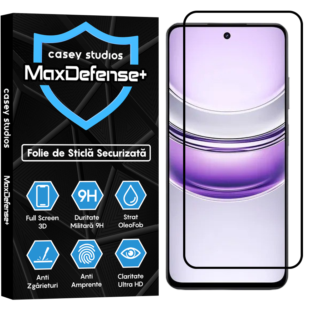 MaxDefense+ Glass Screen Protector - Realme V60 - Black
