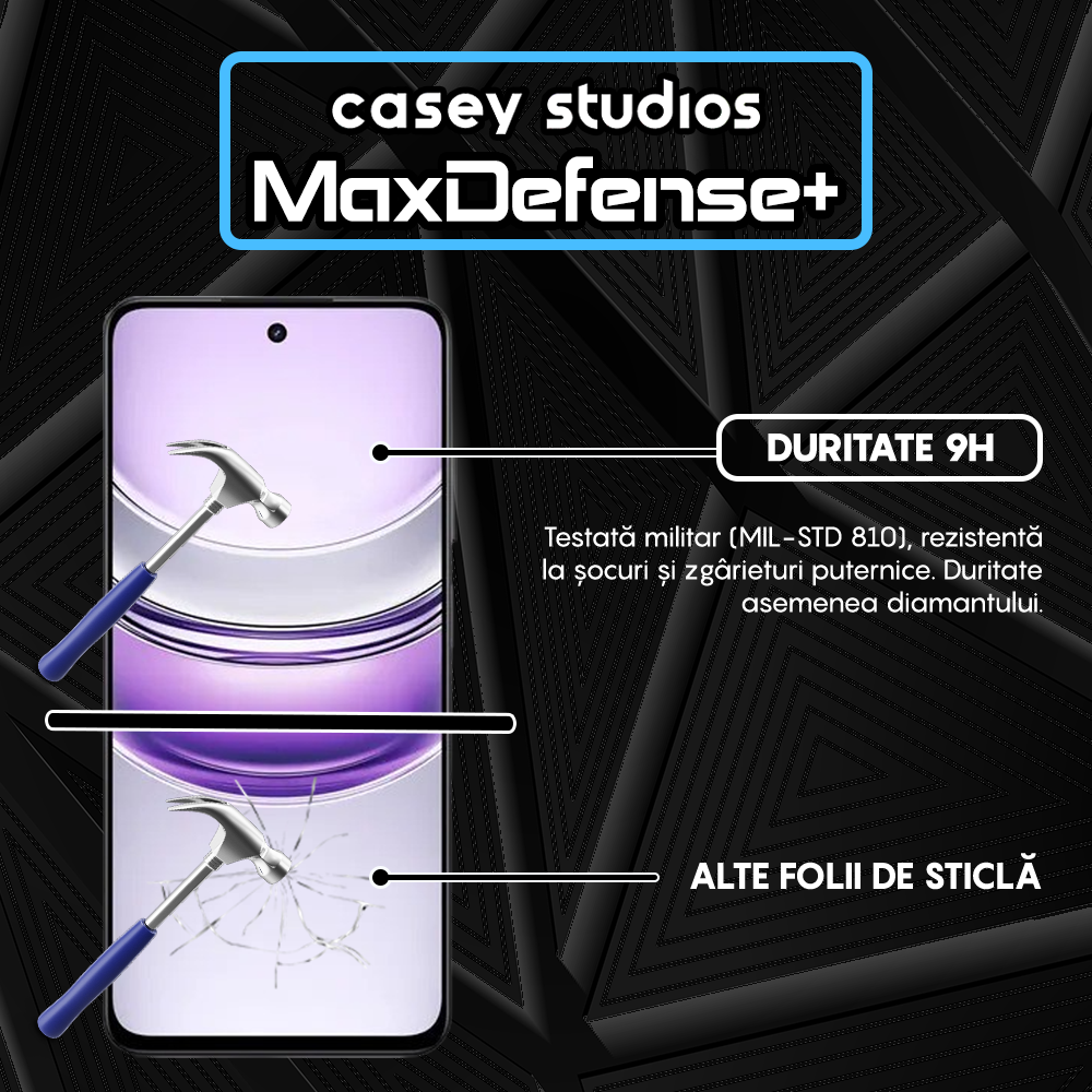 MaxDefense+ Glass Screen Protector - Realme V60 - Black