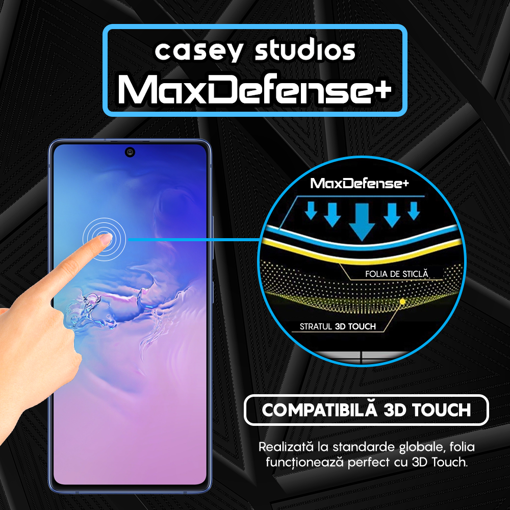 Folie Sticla MaxDefense+ - Samsung Galaxy S10 Lite - Negru