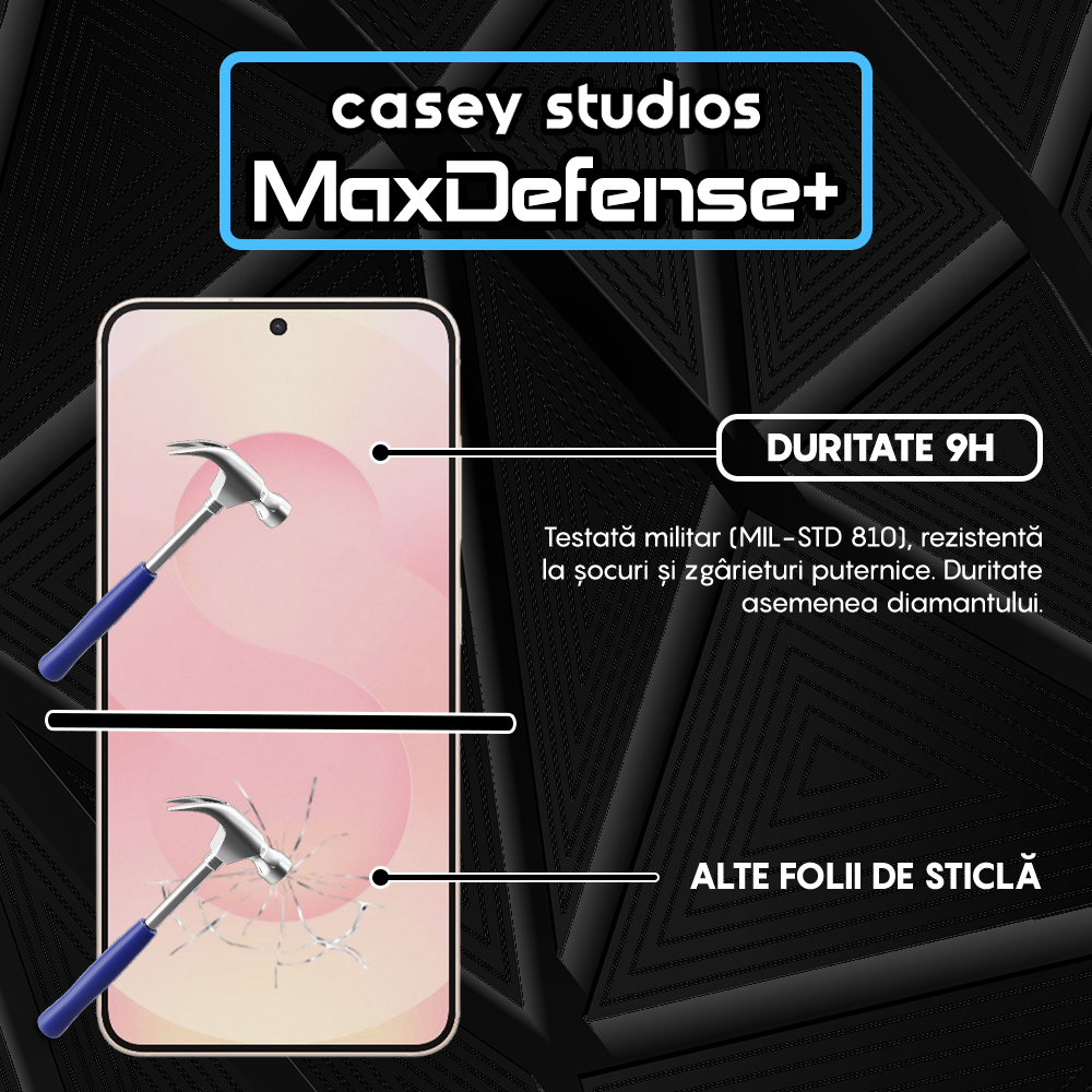 Folie Sticla MaxDefense+ - Samsung Galaxy S25 Plus - Negru