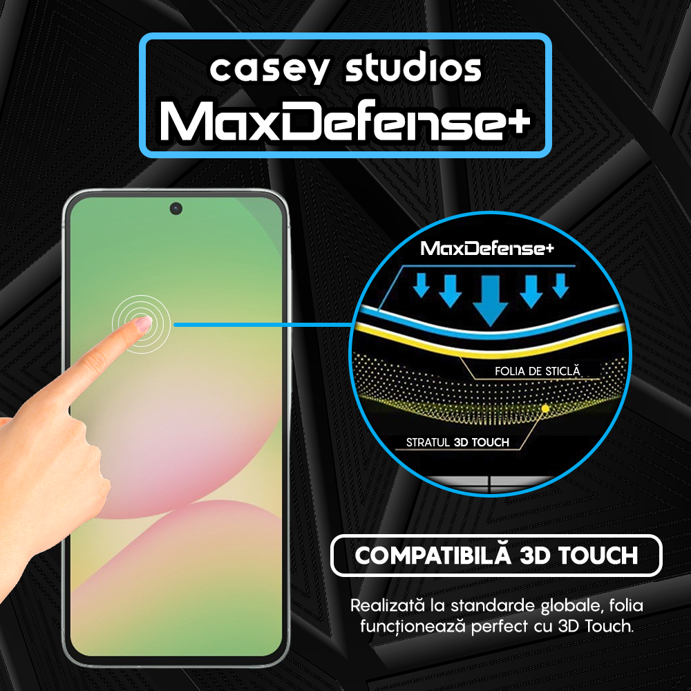 Folie Sticla MaxDefense+ - Samsung Galaxy A56 - Negru