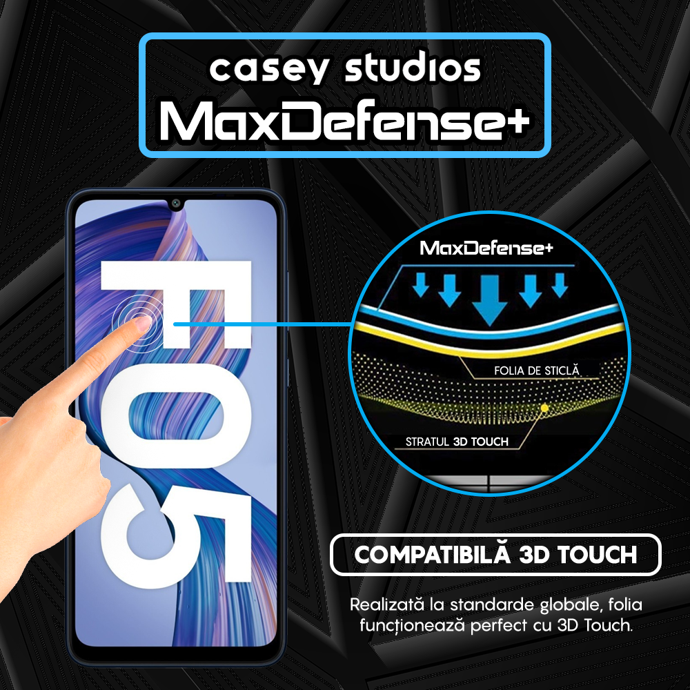 Folie Sticla MaxDefense+ - Samsung Galaxy F05 - Negru