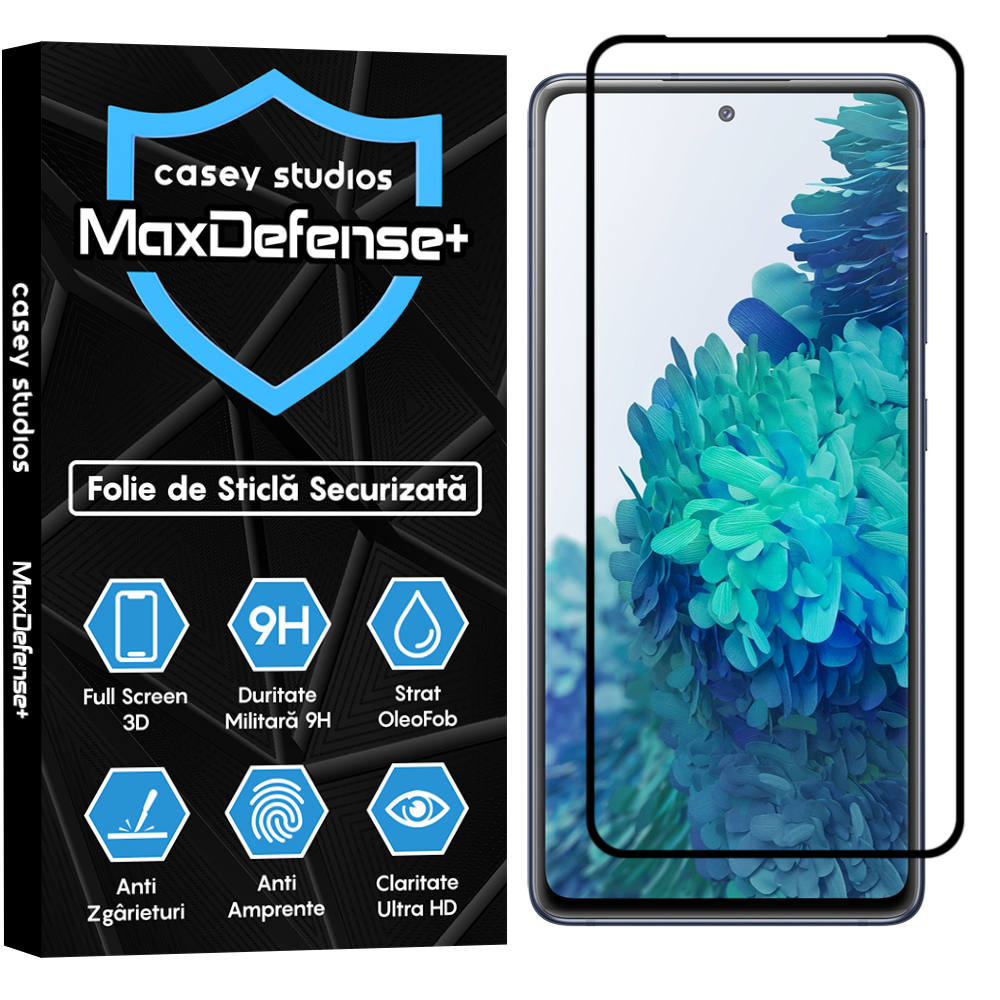 MaxDefense+ Tempered Glass Screen Protector - Samsung Galaxy S20 FE 2022 - Black