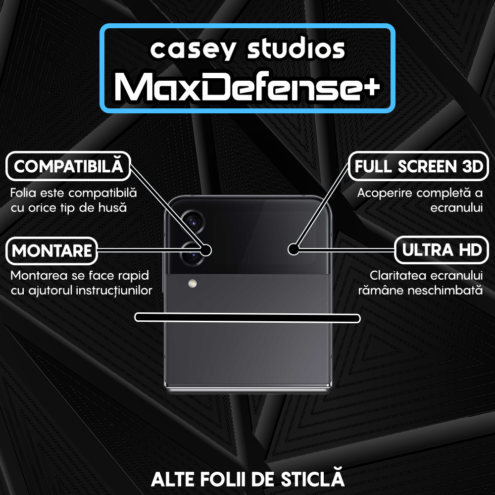 MaxDefense+ Glass Screen Protector - Samsung Galaxy Z Flip4 - Black