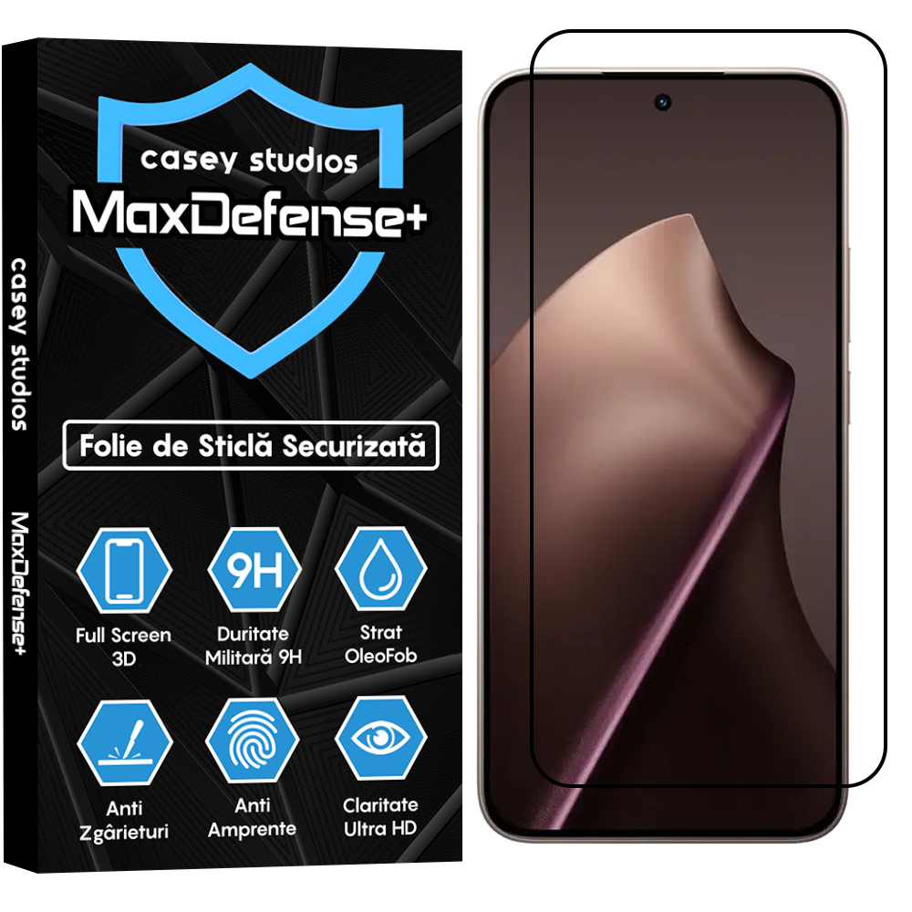 Folie Sticla MaxDefense+ - Xiaomi 15T Pro - Negru