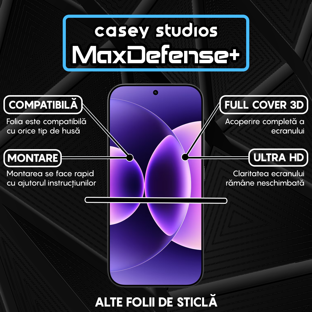 Folie Sticla MaxDefense+ - Xiaomi 17 - Negru