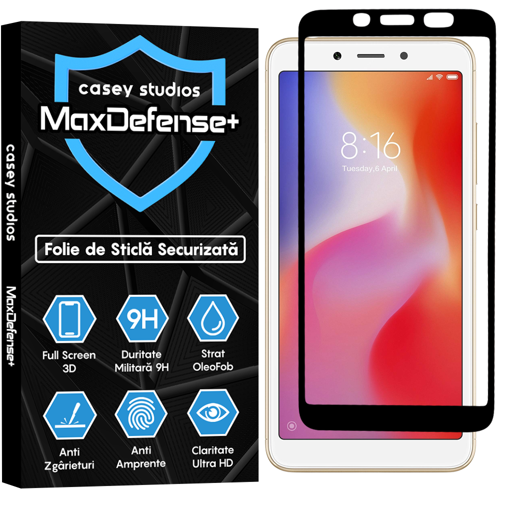 MaxDefense+ Tempered Glass - Xiaomi Redmi 6/Redmi 6A - Black