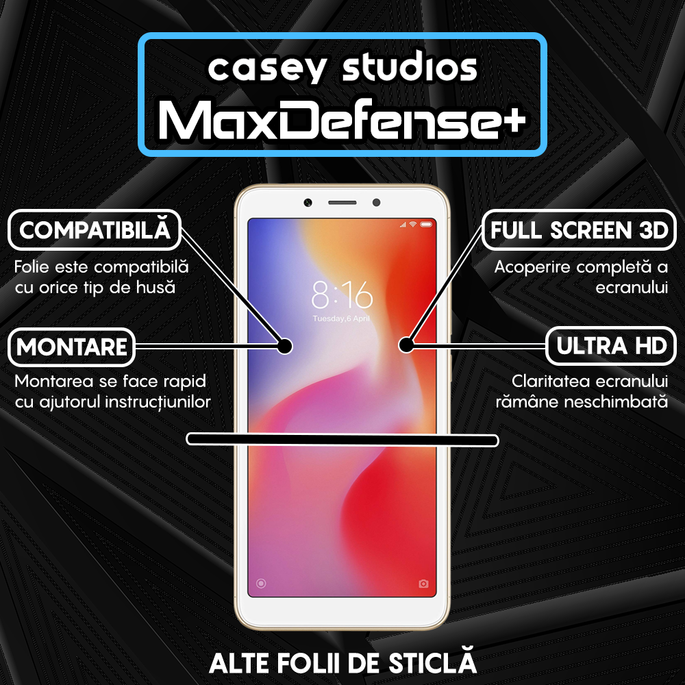 MaxDefense+ Tempered Glass - Xiaomi Redmi 6/Redmi 6A - Black