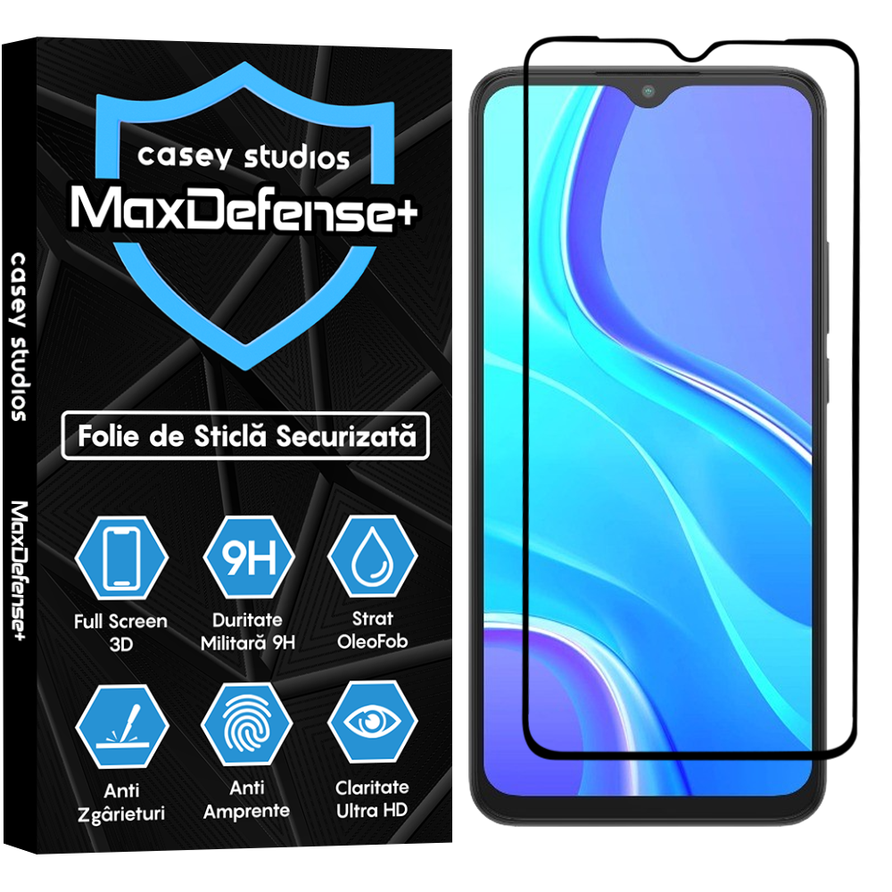 MaxDefense+ Tempered Glass - Xiaomi Redmi 9 - Black