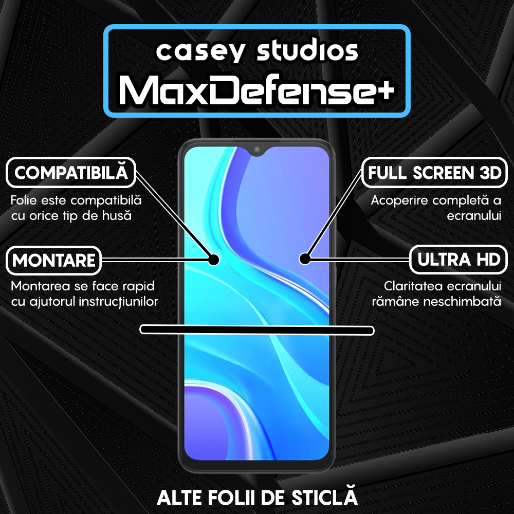 MaxDefense+ Tempered Glass - Xiaomi Redmi 9 - Black