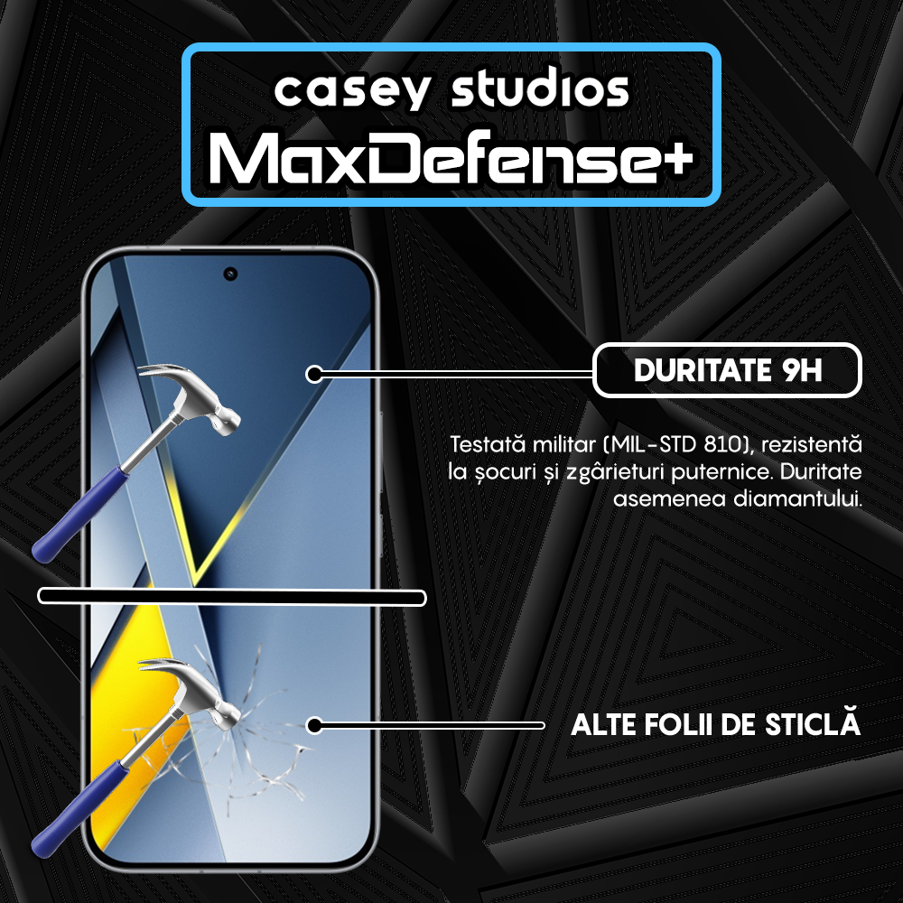 Folie Sticla MaxDefense+ - POCO F8 Ultra - Negru