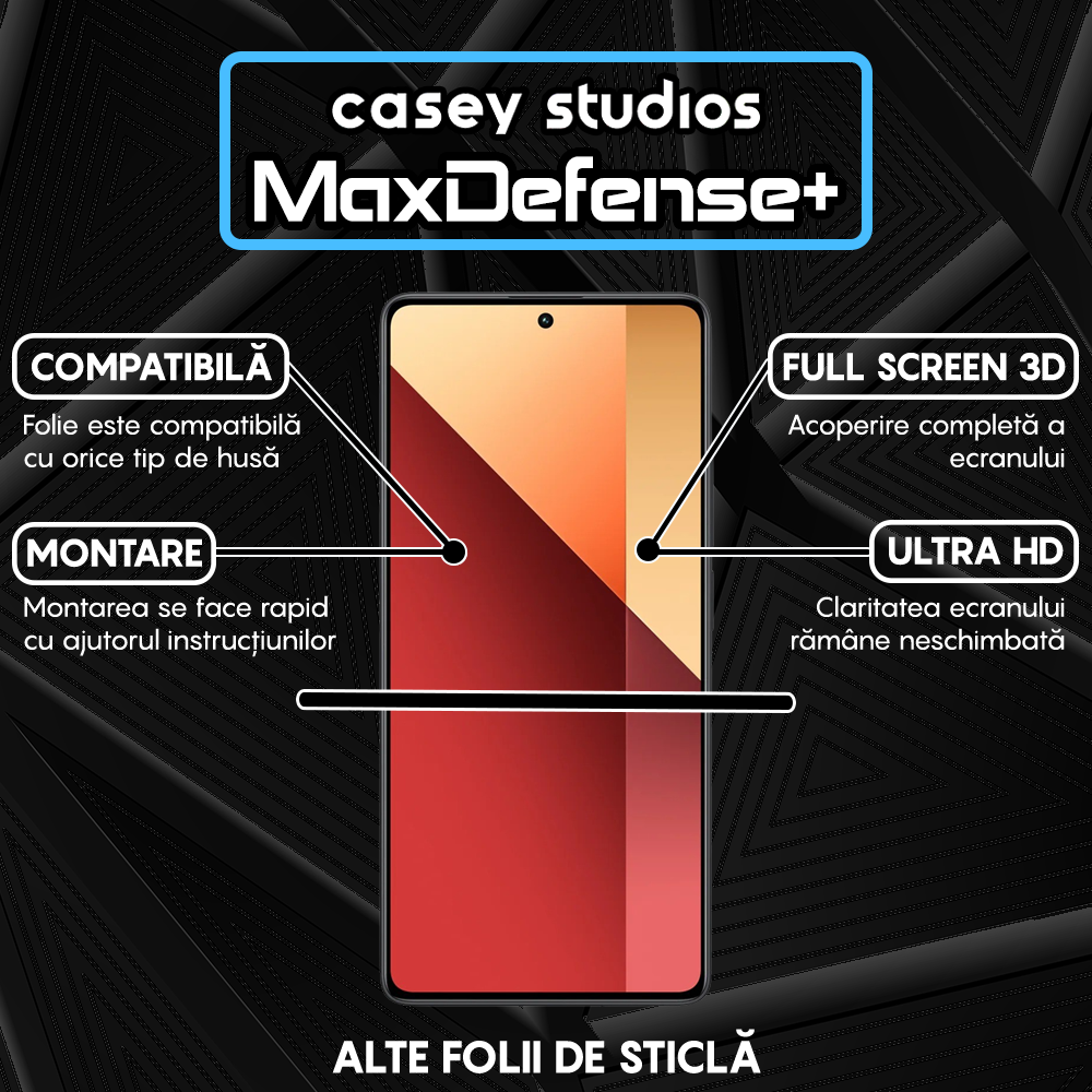 MaxDefense+ Tempered Glass Screen Protector - Xiaomi Poco X6 Neo/Redmi Note 13 Pro/Turbo 3 - Black