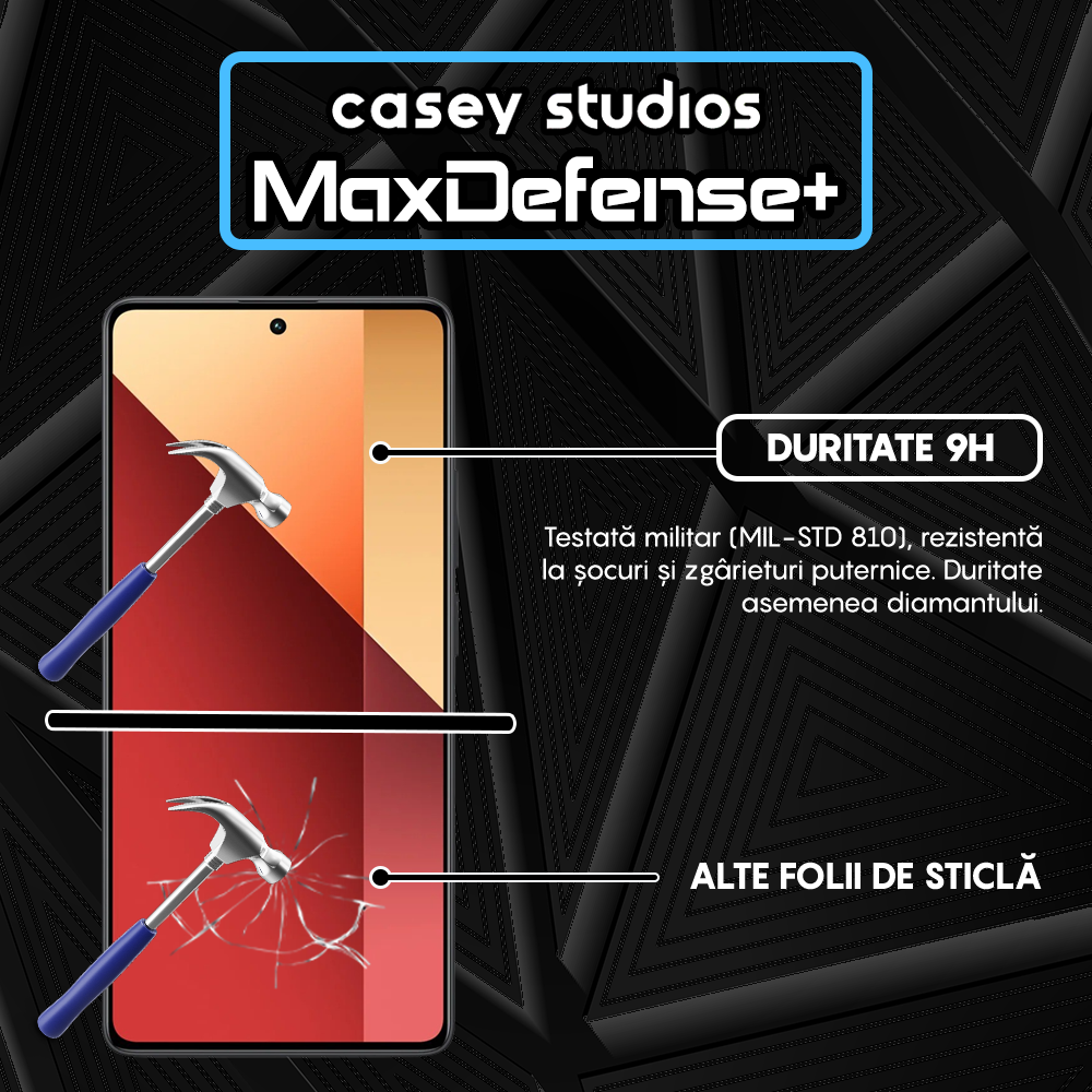 MaxDefense+ Tempered Glass Screen Protector - Xiaomi Poco X6 Neo/Redmi Note 13 Pro/Turbo 3 - Black