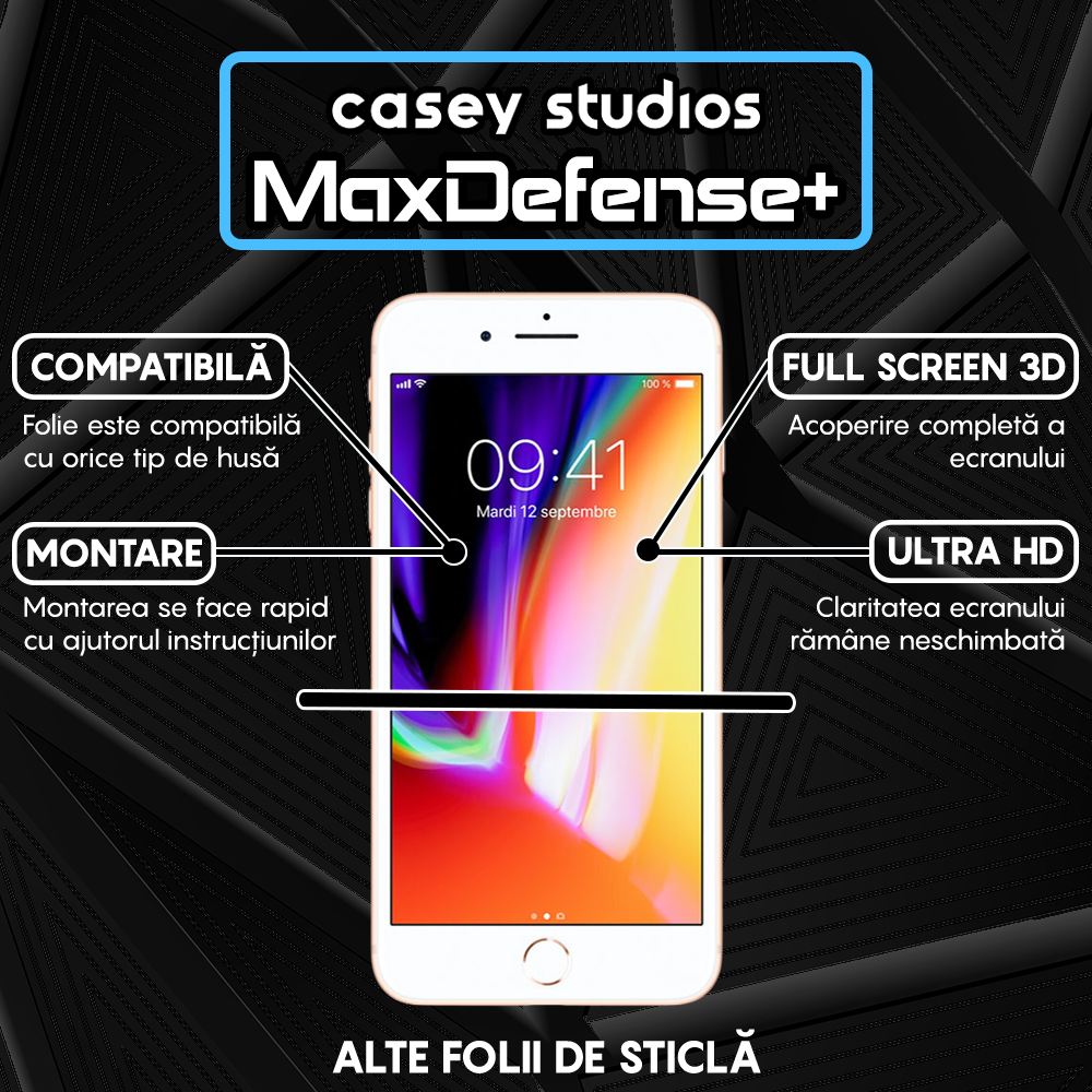 Folie Sticla MaxDefense+ - iPhone 7 Plus/8 Plus - Matte