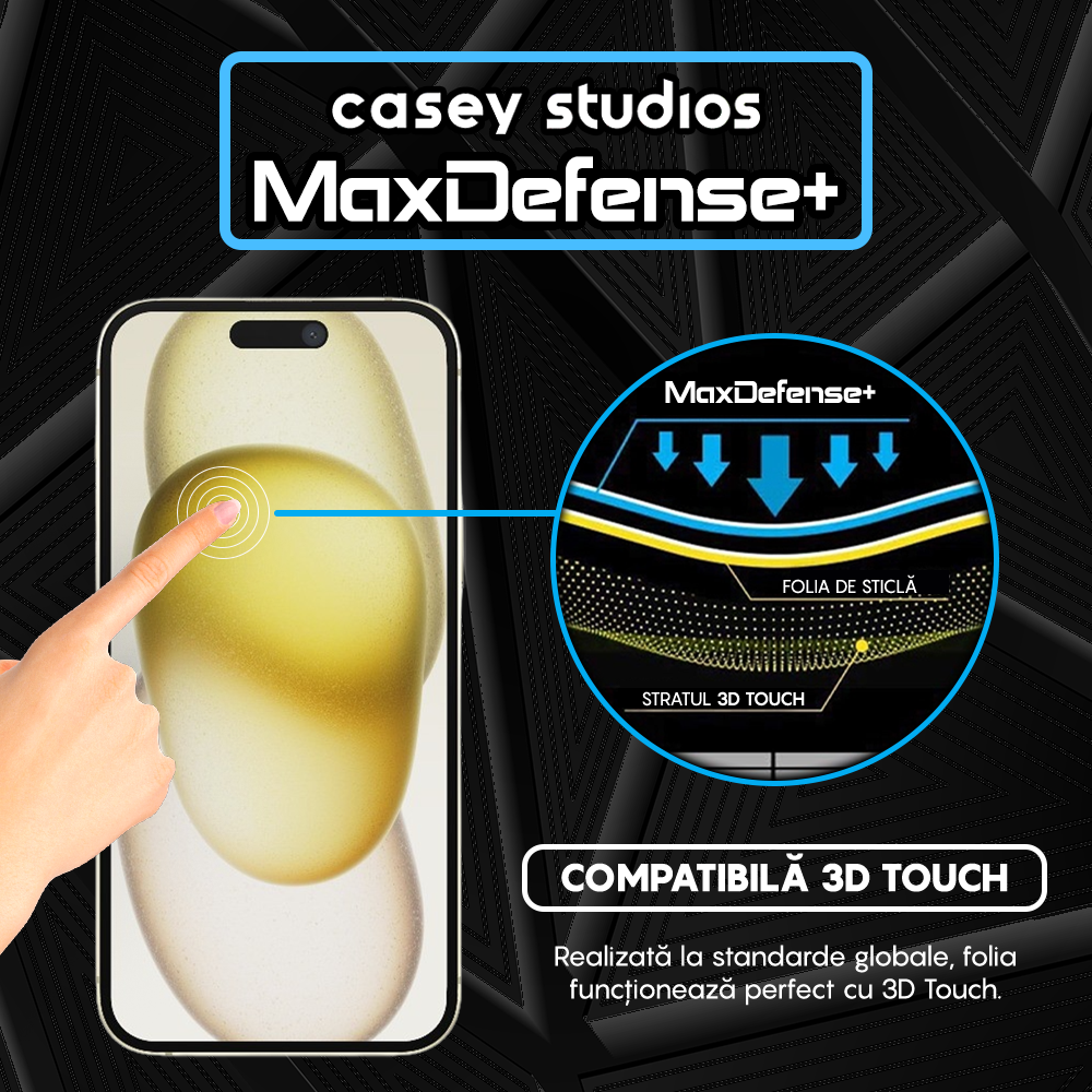 Folie Sticla MaxDefense+ - iPhone 15 Plus - Privacy