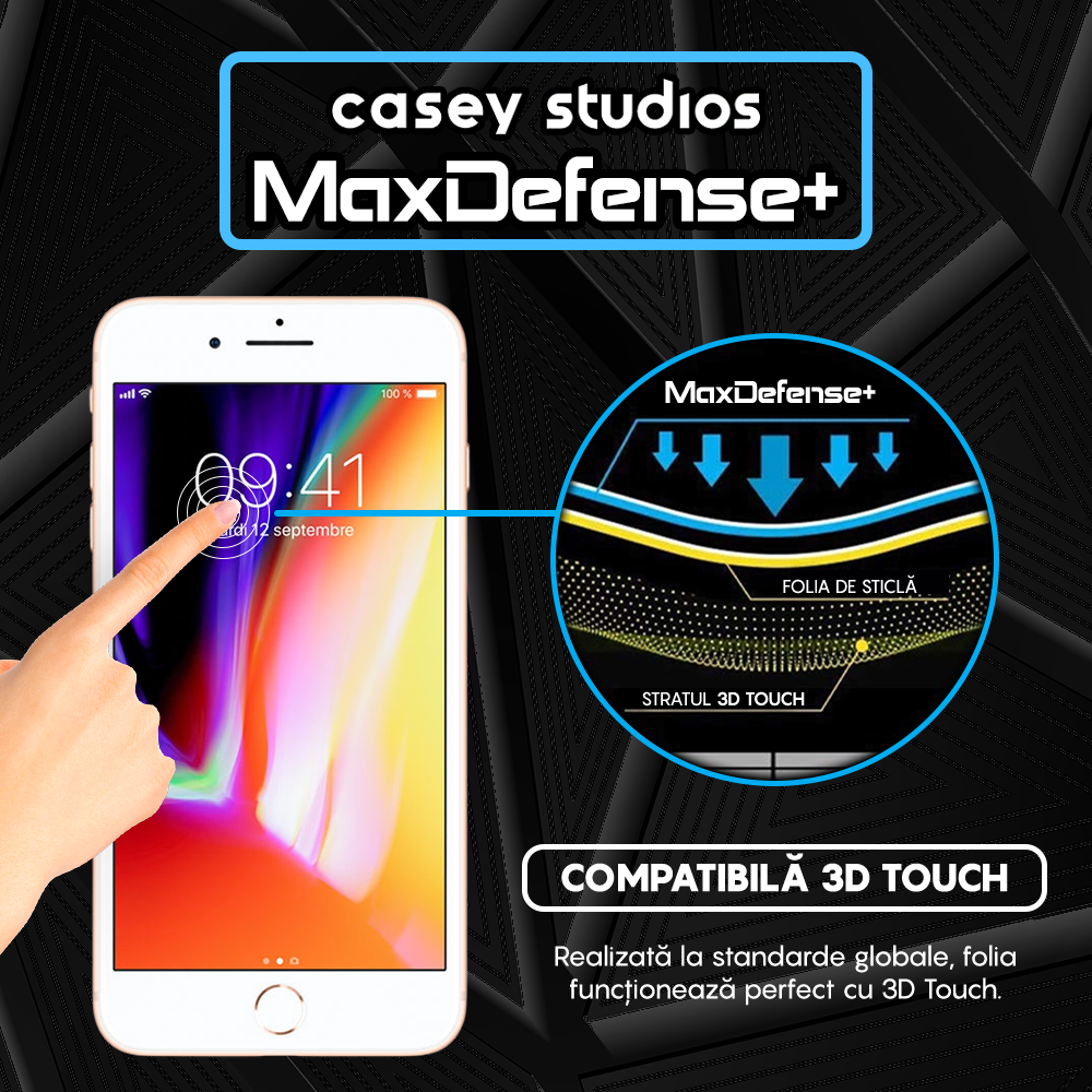 Folie Sticla MaxDefense+ - iPhone 7 Plus/8 Plus - Privacy
