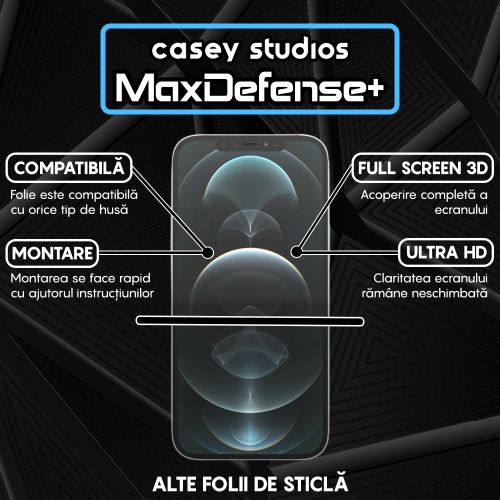 Folie Sticla MaxDefense+ - iPhone 12 Pro Max - Clear