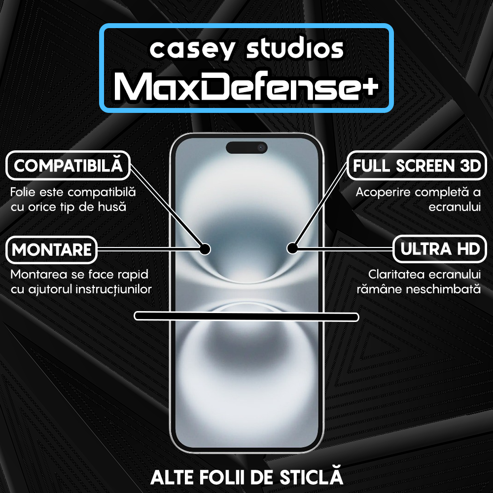 Folie Sticla MaxDefense+ - iPhone 16 Plus - Clear
