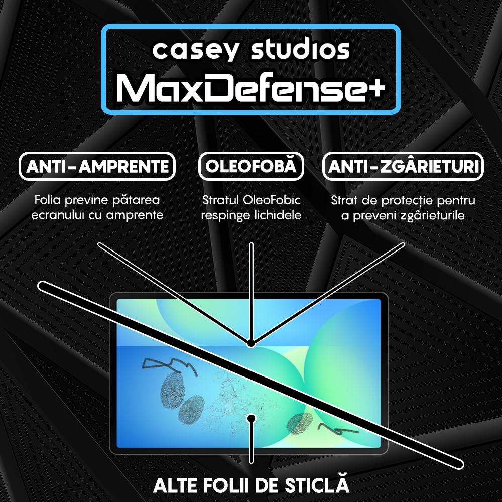 Folie Sticla MaxDefense+ - Samsung Galaxy Tab S10 FE Plus - Clear