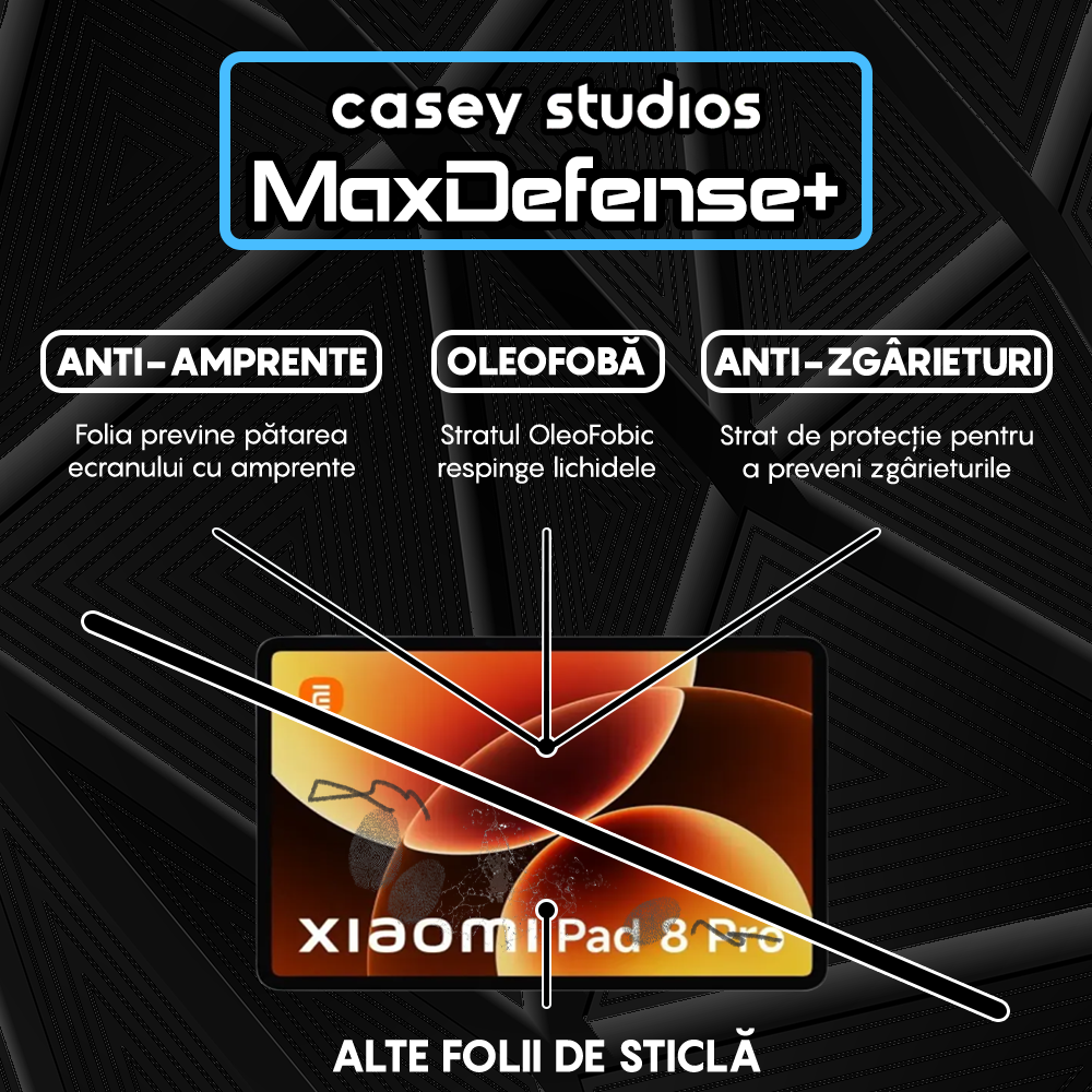 Folie Sticla MaxDefense+ - Xiaomi Pad 8 Pro - Clear