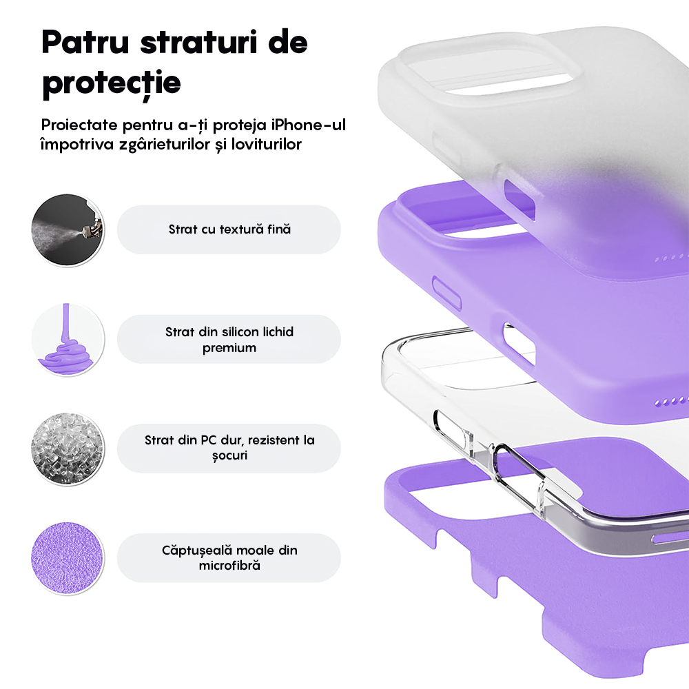 Husa Soft Silicone - iPhone 16 Pro - Light Lilac