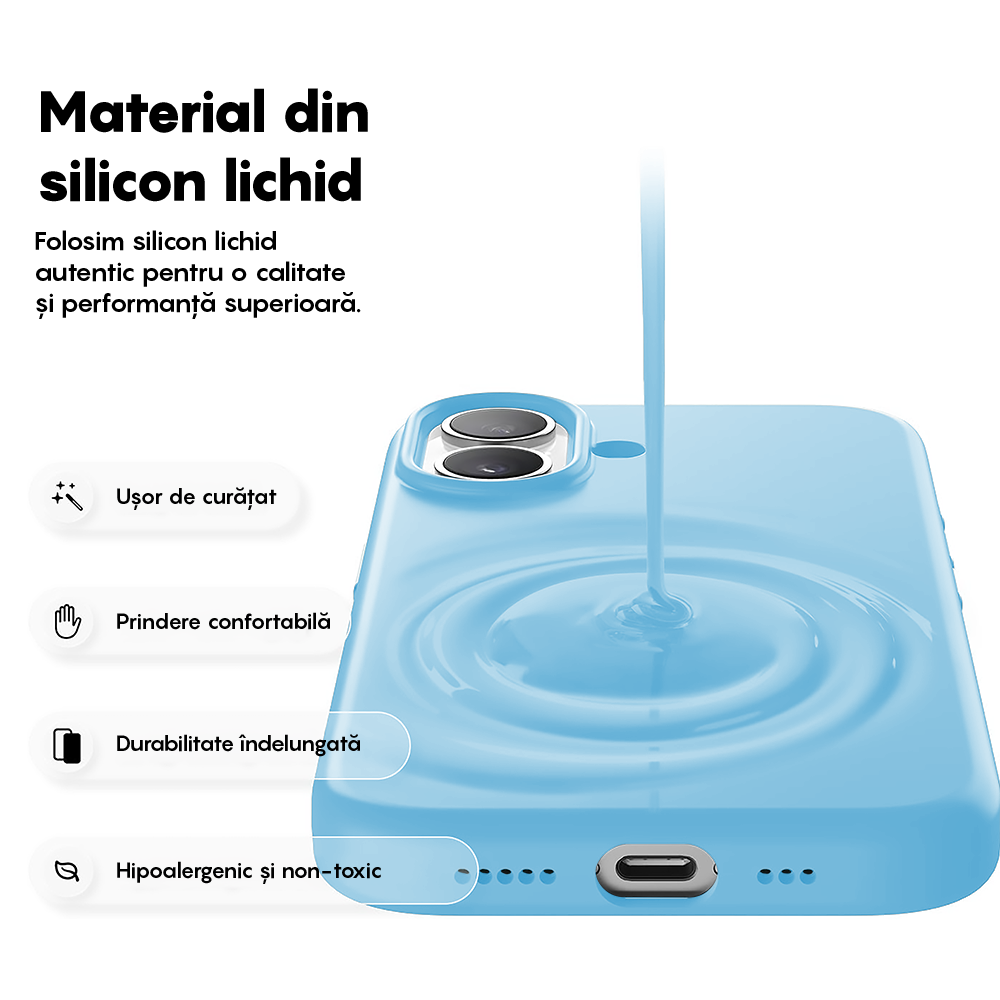 Husa Soft Silicone - iPhone 17 - Cadet Blue