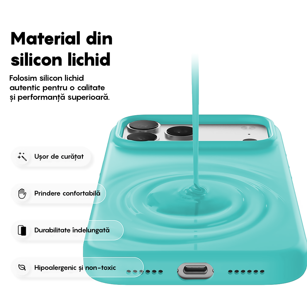 Husa Soft Silicone - iPhone 17 Pro Max - Turqoise