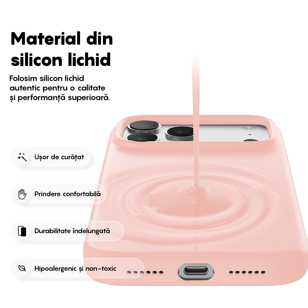 Husa Soft Silicone - iPhone 17 Pro Max - Pink Sand