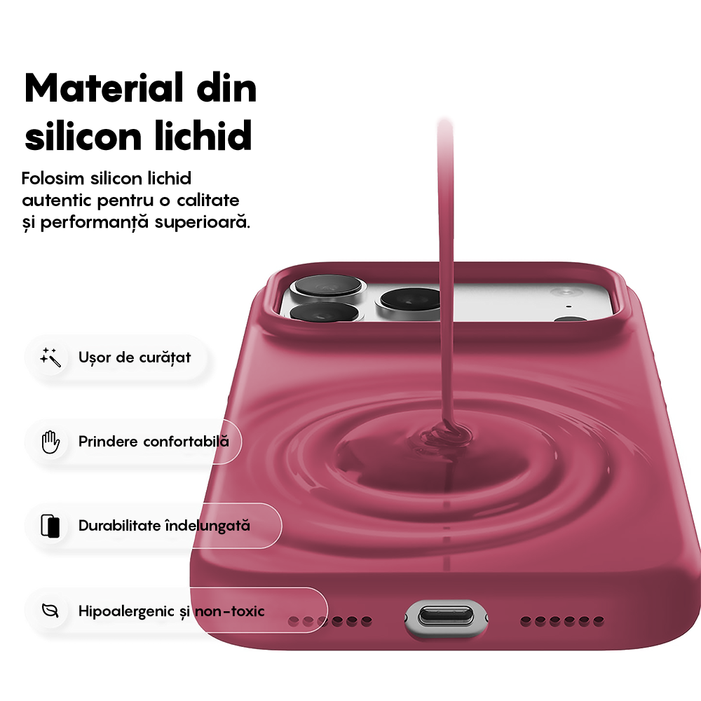 Husa Soft Silicone - iPhone 17 Pro - Burgundy