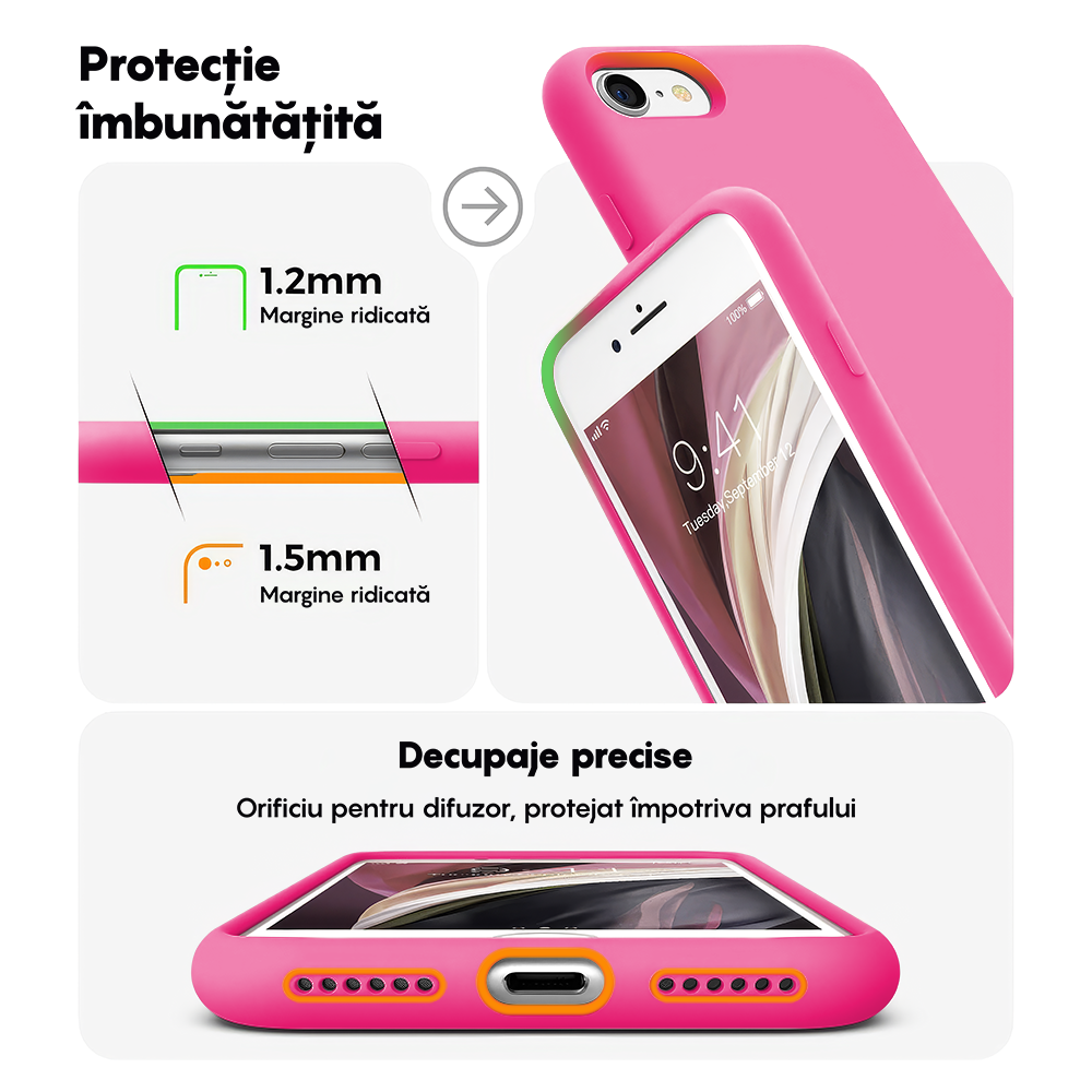 Husa Soft Silicone - iPhone 7/8/SE2 - Fuchsia