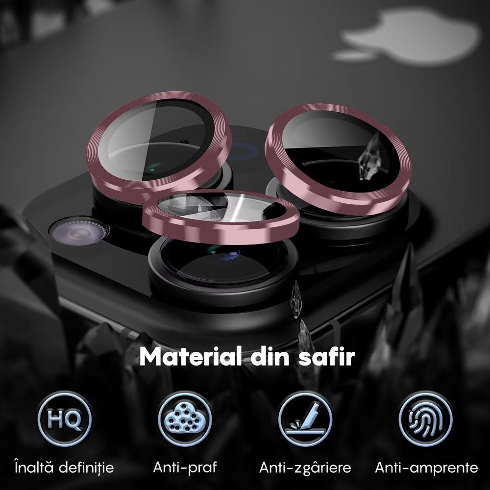Folie Sticla Lentile Camera MaxDefense+ - iPhone 14 Pro/14 Pro Max - Roz