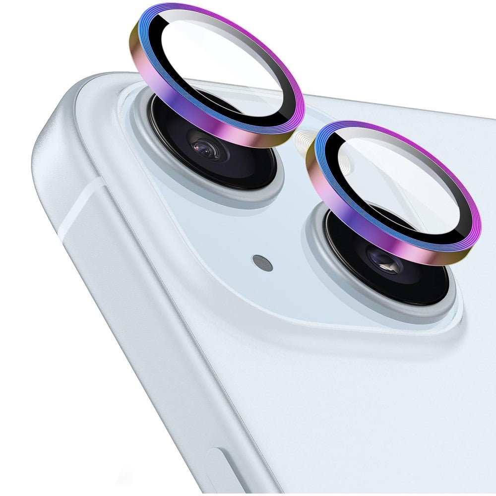 Folie Sticla Lentile Camera MaxDefense+ - iPhone 15/15 Plus - Curcubeu