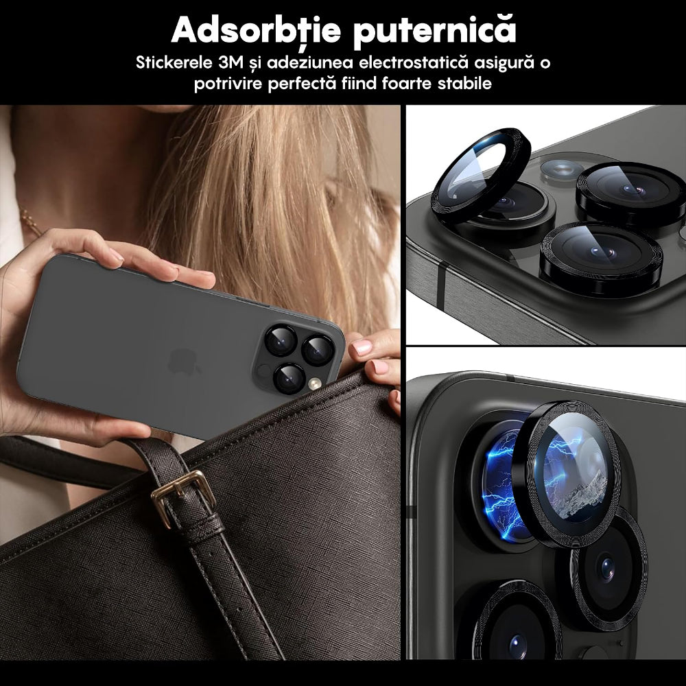 MaxDefense+ Camera Lens Glass Film - iPhone 15 Pro/15 Pro Max - Black
