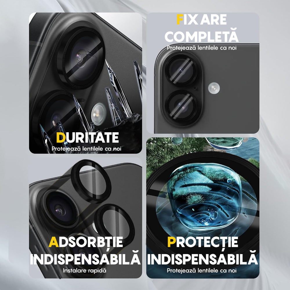 MaxDefense+ Camera Lens Glass Film - iPhone 16/16 Plus - Black
