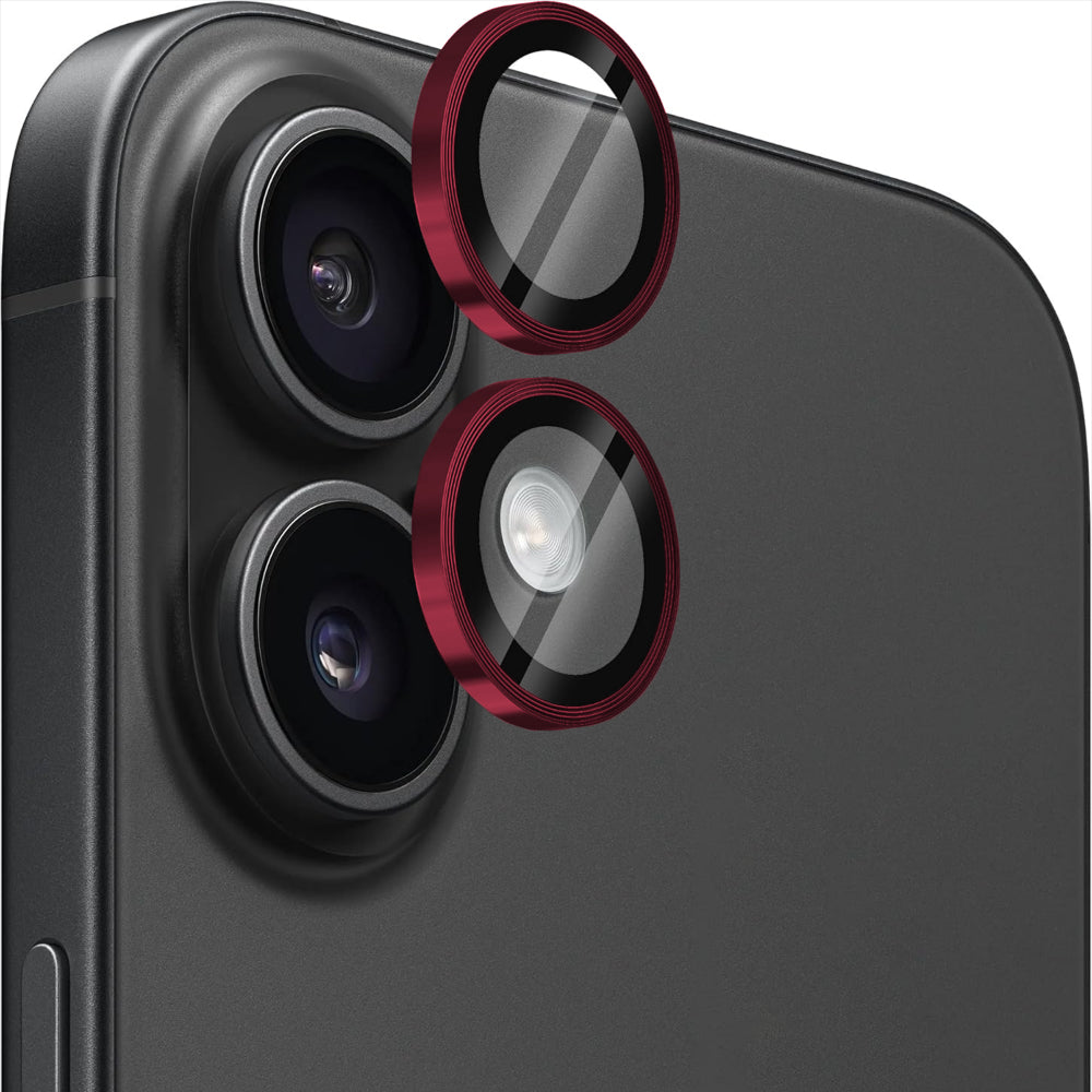 MaxDefense+ Camera Lens Glass Protector - iPhone 16/16 Plus - Red