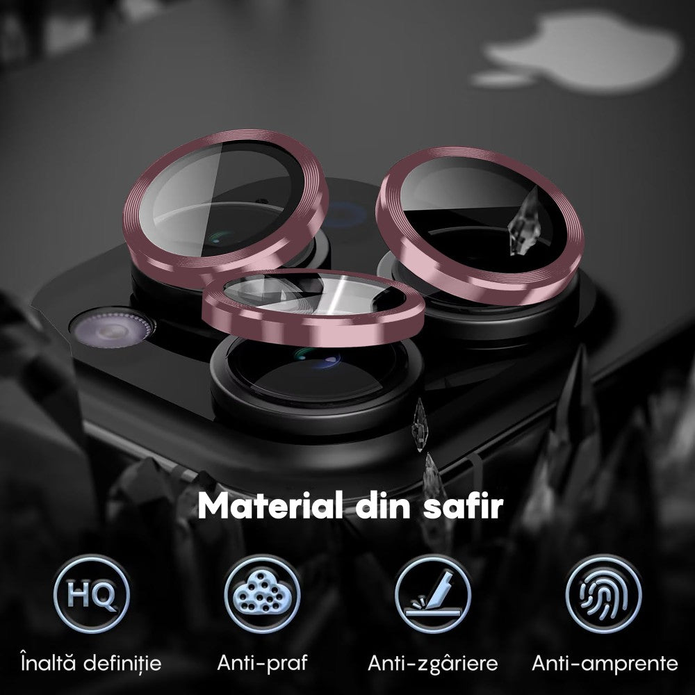 Folie Sticla Lentile Camera MaxDefense+ - iPhone 16 Pro/16 Pro Max - Roz