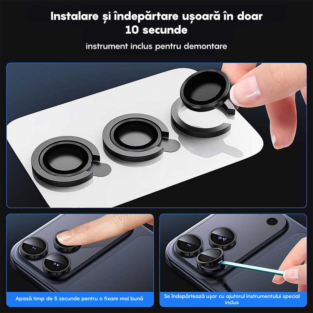 MaxDefense+ Camera Lens Glass Film - iPhone 17 Pro / 17 Pro Max - Silver