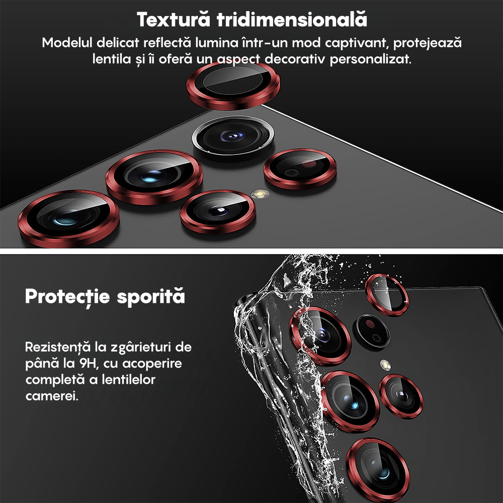 MaxDefense+ Camera Lens Glass Film - Samsung Galaxy S22 Ultra - Red