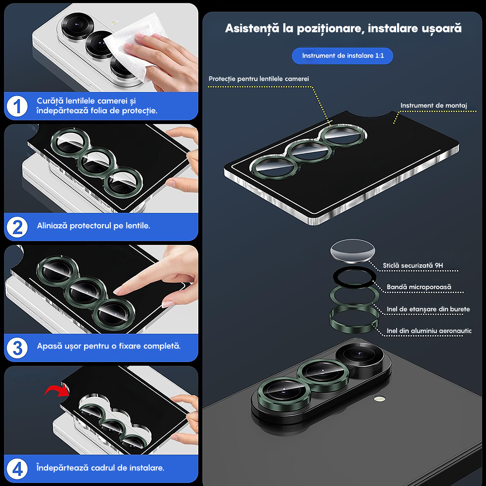 MaxDefense+ Camera Lens Glass Protector - Samsung Galaxy Z Fold7 - Green