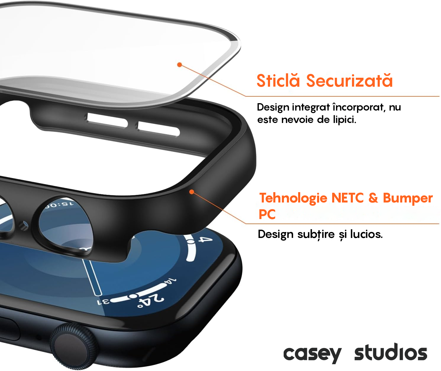 Carcasa 360° (Husa + Folie) - Apple Watch 10/11 - 46MM - Black