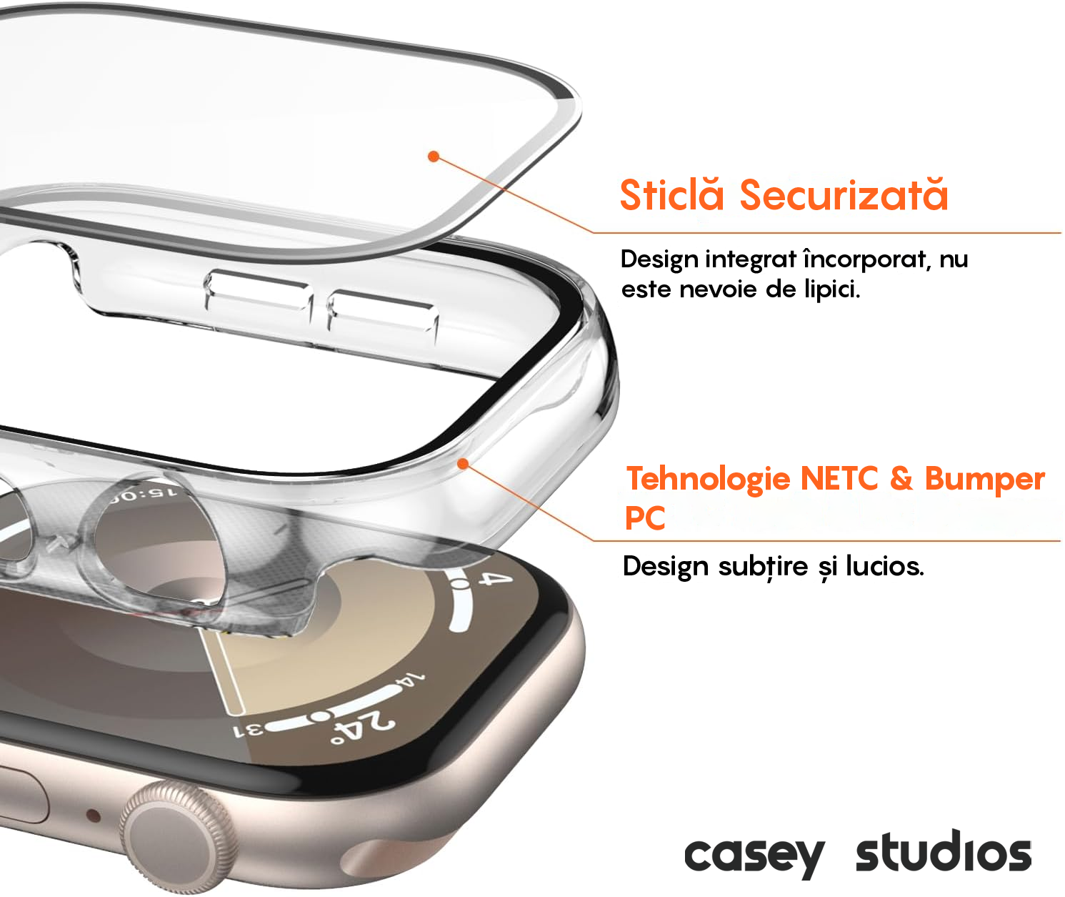 360° Case (Cover + Screen Protector) - Apple Watch 10/11 - 46MM - Transparent