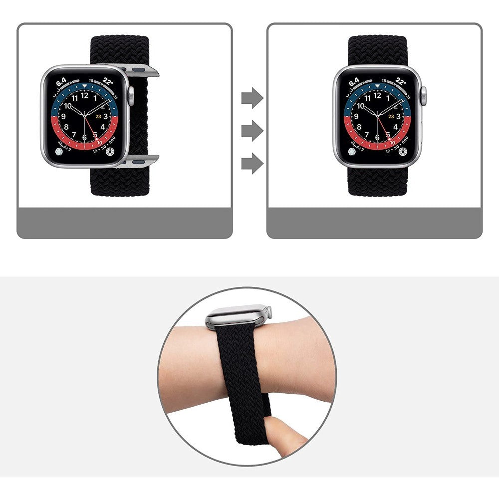 Curea Braided Breeze - Apple Watch 1/2/3/4/5/6/7/8/9/10/11/SE/SE2/SE3 - 38/40/41/42 MM - M - Black