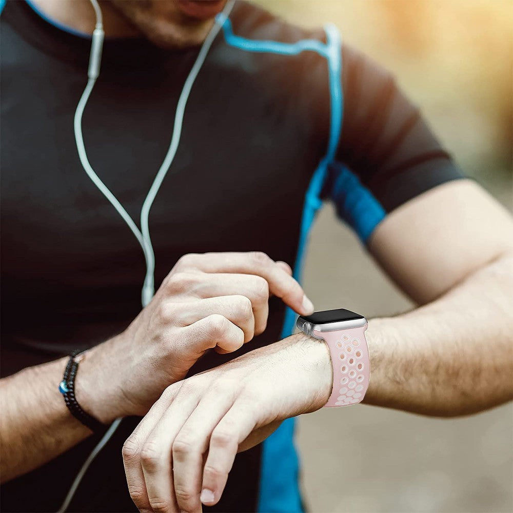Curea Sport Loop Active - Apple Watch 1/2/3/4/5/6/7/8/9/10/11/SE/SE2/SE3/Ultra 1/Ultra 2/Ultra 3 - 42/44/45/46/49 MM - M/L - Light Pink/White