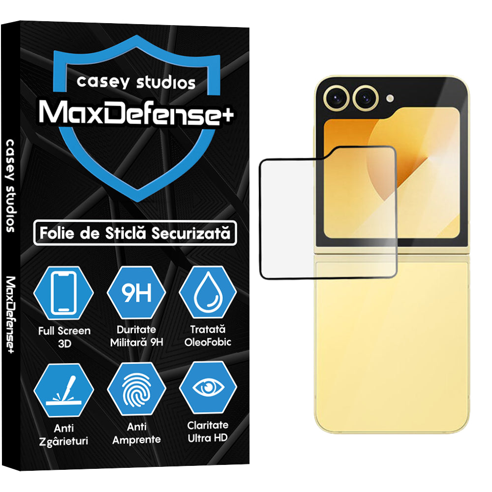 Folie Sticla MaxDefense+ - Samsung Galaxy Z Flip6 - Negru