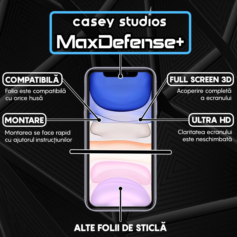 Pachet 2x Folie Sticla MaxDefense+ - iPhone 11 Pro - Negru