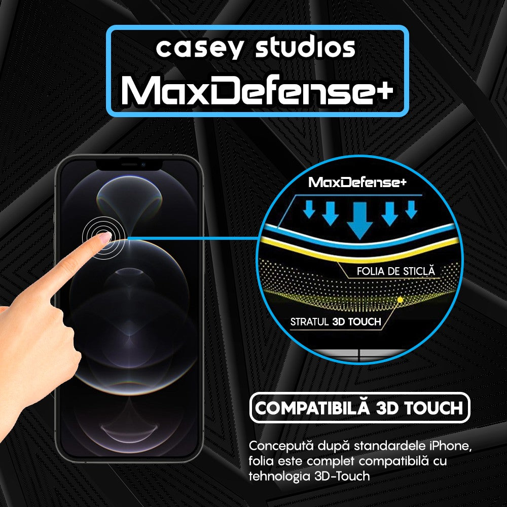 Pachet 2x Folie Sticla MaxDefense+ - iPhone 12 Pro Max - Negru