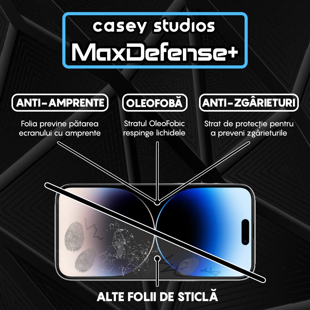 Pachet 2x Folie Sticla MaxDefense+ - iPhone 14 Pro Max - Negru