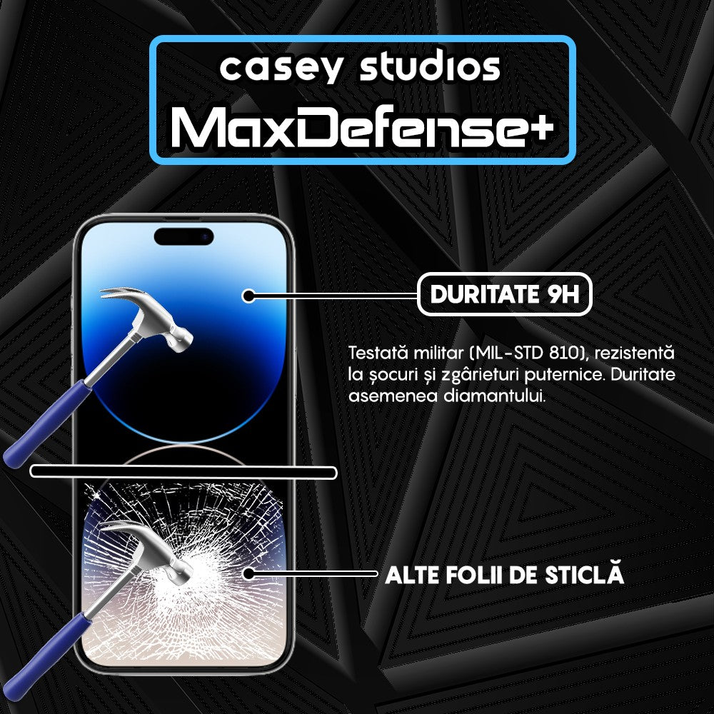 Pachet 2x Folie Sticla MaxDefense+ - iPhone 14 Pro Max - Negru