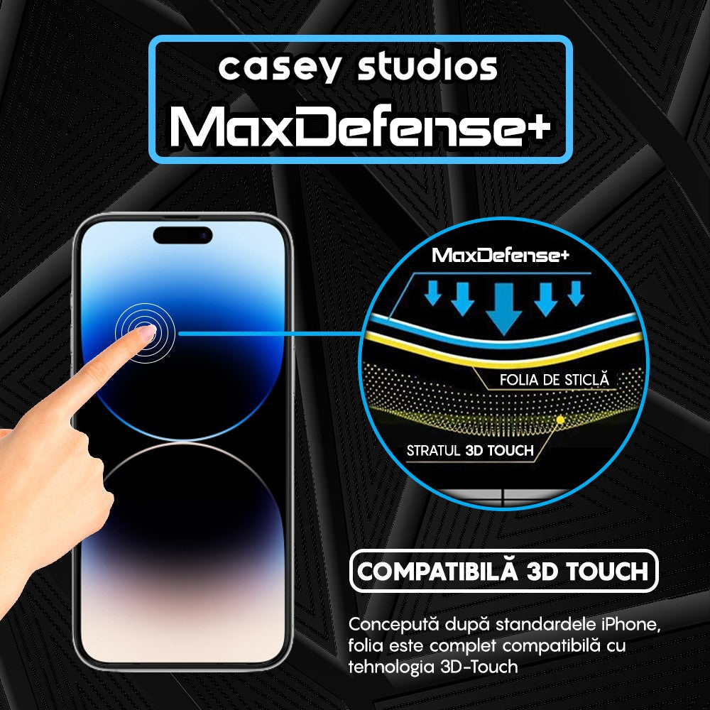 Pachet 2x Folie Sticla MaxDefense+ - iPhone 14 Pro Max - Negru