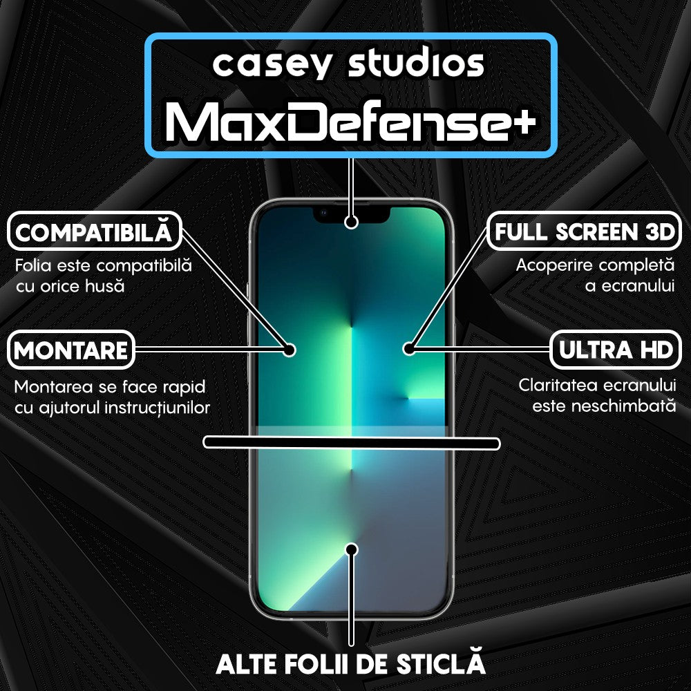 Pack of 3x MaxDefense+ Glass Screen Protector - iPhone 13/13 Pro - Black